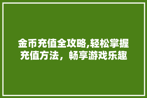 金币充值全攻略,轻松掌握充值方法，畅享游戏乐趣 WordPress教程