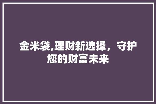 金米袋,理财新选择，守护您的财富未来
