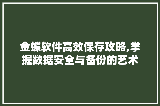 金蝶软件高效保存攻略,掌握数据安全与备份的艺术