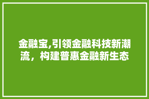 金融宝,引领金融科技新潮流，构建普惠金融新生态