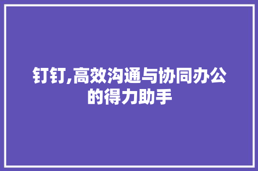 钉钉,高效沟通与协同办公的得力助手