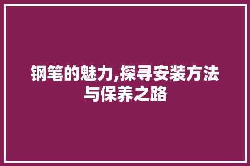 钢笔的魅力,探寻安装方法与保养之路
