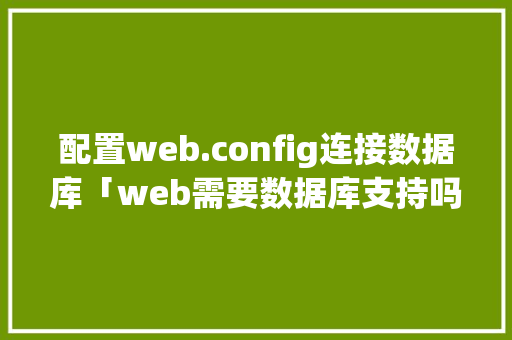 配置web.config连接数据库「web需要数据库支持吗」 WordPress教程