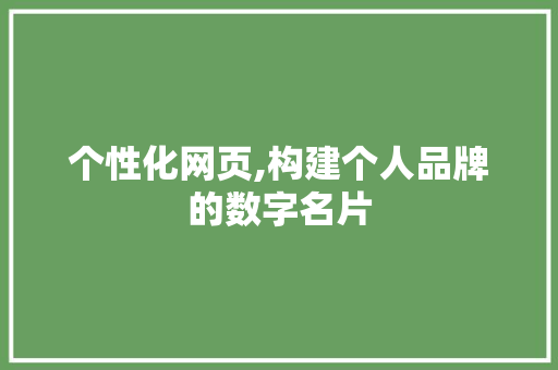 个性化网页,构建个人品牌的数字名片