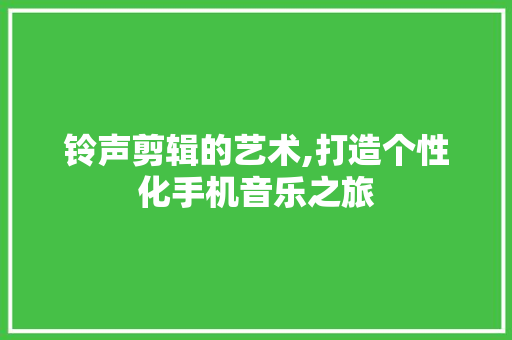 铃声剪辑的艺术,打造个性化手机音乐之旅