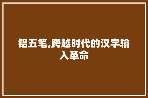 铝五笔,跨越时代的汉字输入革命