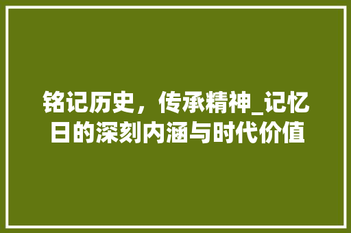 铭记历史，传承精神_记忆日的深刻内涵与时代价值