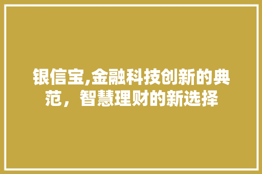 银信宝,金融科技创新的典范，智慧理财的新选择