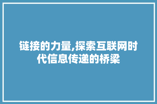 链接的力量,探索互联网时代信息传递的桥梁