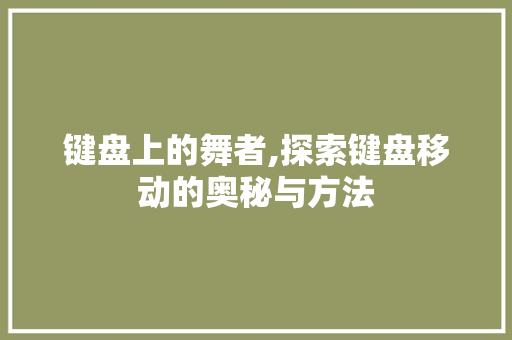 键盘上的舞者,探索键盘移动的奥秘与方法 友链在线