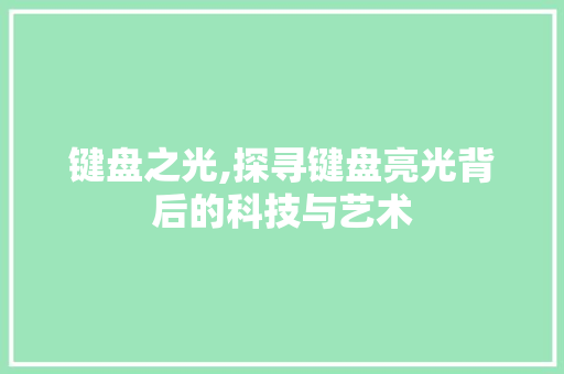 键盘之光,探寻键盘亮光背后的科技与艺术