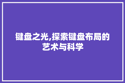 键盘之光,探索键盘布局的艺术与科学