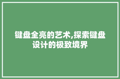 键盘全亮的艺术,探索键盘设计的极致境界