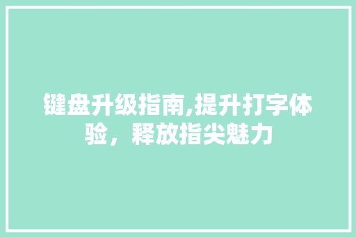 键盘升级指南,提升打字体验，释放指尖魅力