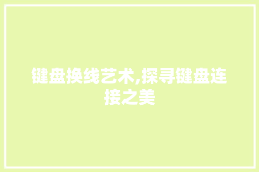 键盘换线艺术,探寻键盘连接之美
