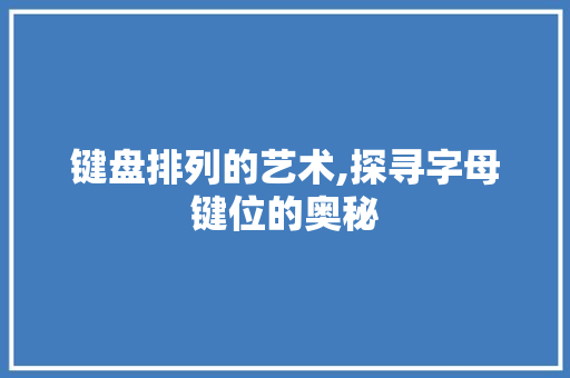 键盘排列的艺术,探寻字母键位的奥秘