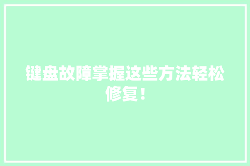 键盘故障掌握这些方法轻松修复！ WordPress教程