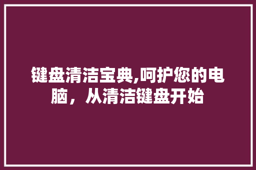 键盘清洁宝典,呵护您的电脑，从清洁键盘开始