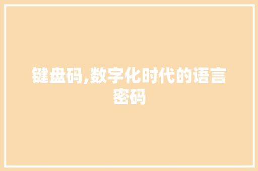 键盘码,数字化时代的语言密码 友链在线