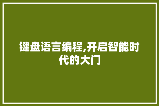 键盘语言编程,开启智能时代的大门