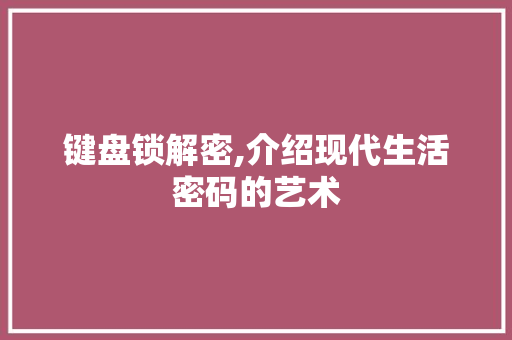 键盘锁解密,介绍现代生活密码的艺术 友链在线