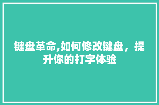 键盘革命,如何修改键盘，提升你的打字体验