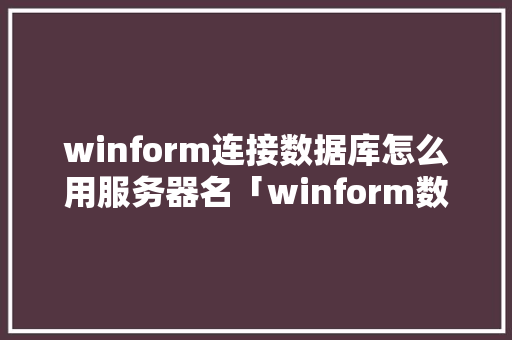 winform连接数据库怎么用服务器名「winform数据库项目实例」 服务器/数据库