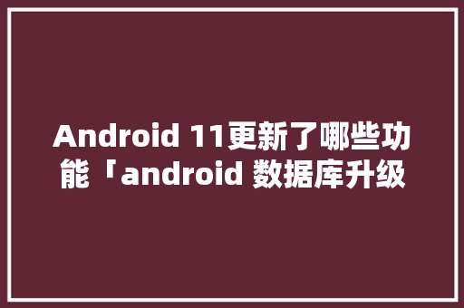 Android 11更新了哪些功能「android 数据库升级」