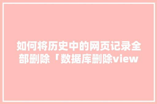 如何将历史中的网页记录全部删除「数据库删除view」 Web前端