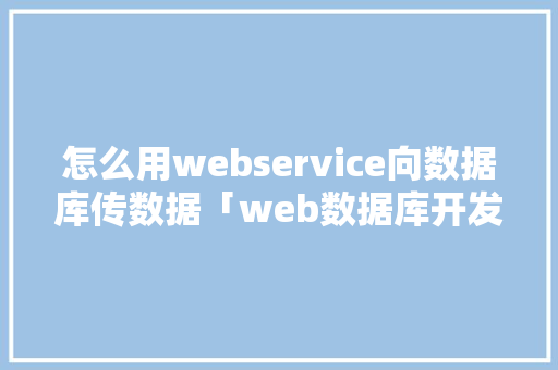 怎么用webservice向数据库传数据「web数据库开发方法有哪些」