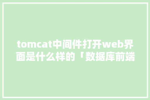 tomcat中间件打开web界面是什么样的「数据库前端web界面是什么」 服务器/数据库