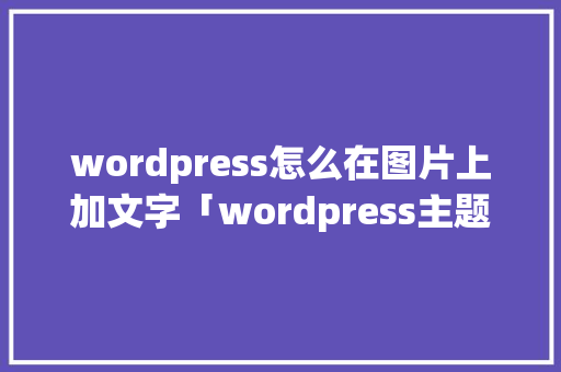 wordpress怎么在图片上加文字「wordpress主题修改字体」 SEO教程