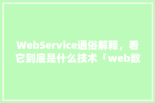 WebService通俗解释，看它到底是什么技术「web数据库系统」