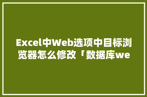Excel中Web选项中目标浏览器怎么修改「数据库web查询系统」