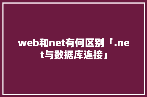 web和net有何区别「.net与数据库连接」