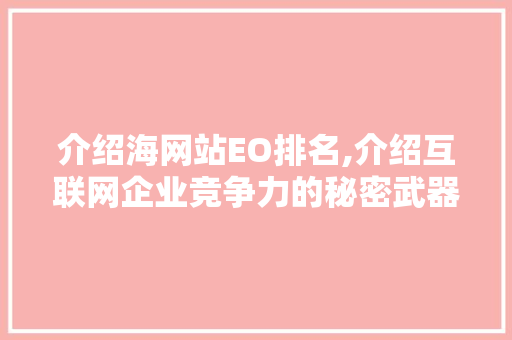 介绍海网站EO排名,介绍互联网企业竞争力的秘密武器