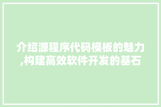 介绍源程序代码模板的魅力,构建高效软件开发的基石