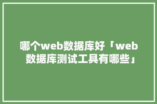 哪个web数据库好「web 数据库测试工具有哪些」