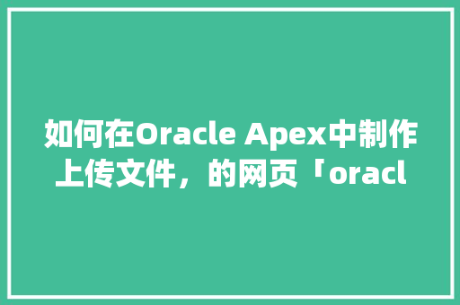 如何在Oracle Apex中制作上传文件，的网页「oracle web管理工具」