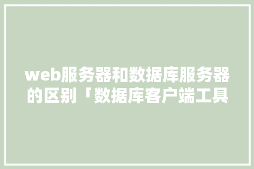 web服务器和数据库服务器的区别「数据库客户端工具」