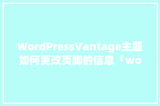 WordPressVantage主题如何更改页脚的信息「wordpress主题divi」 WordPress教程