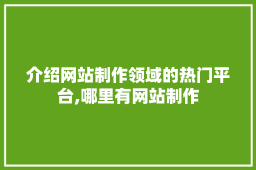 介绍网站制作领域的热门平台,哪里有网站制作