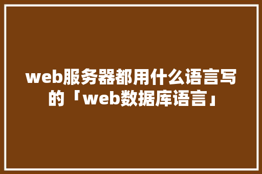 web服务器都用什么语言写的「web数据库语言」