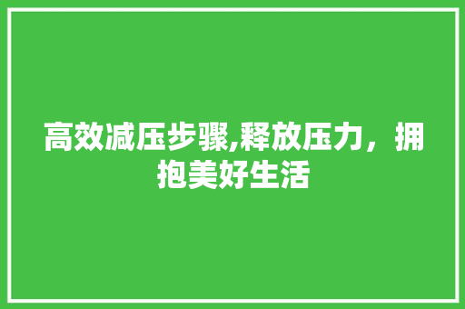 高效减压步骤,释放压力，拥抱美好生活