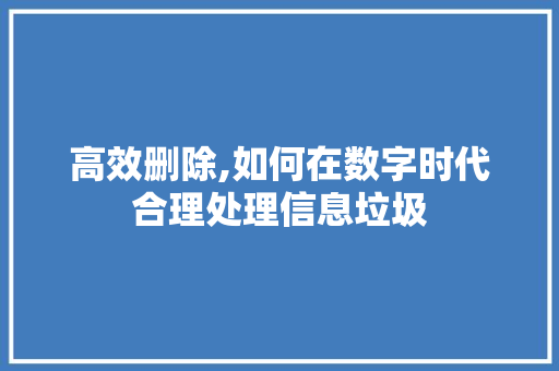 高效删除,如何在数字时代合理处理信息垃圾