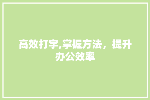 高效打字,掌握方法，提升办公效率