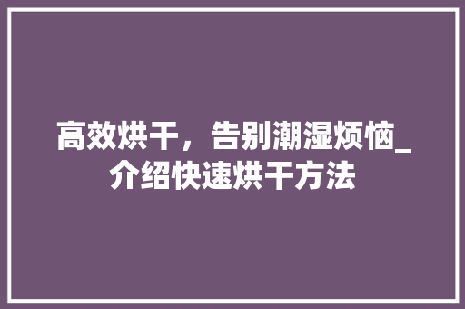 高效烘干，告别潮湿烦恼_介绍快速烘干方法