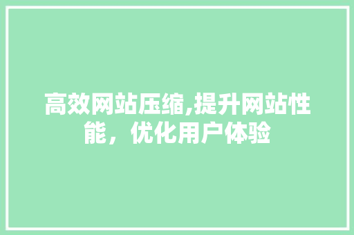 高效网站压缩,提升网站性能，优化用户体验