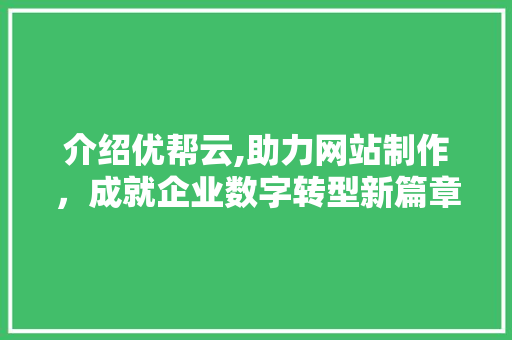介绍优帮云,助力网站制作，成就企业数字转型新篇章