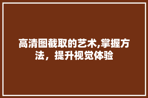高清图截取的艺术,掌握方法，提升视觉体验